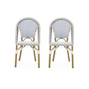 Outdoor Rattan And Aluminum French Bistro Chairs Set