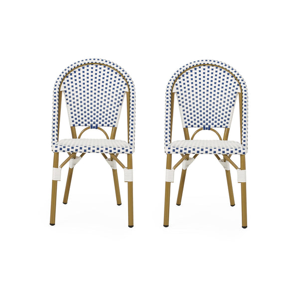 Outdoor Rattan And Aluminum French Bistro Chairs Set