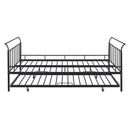 Full Size Metal Daybed with Curved Handle Design and Twin Size Trundle, Black