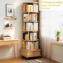 Rotating Bookshelf With Wheels And Drawer, 360° Spinning Design, Space Saving Storage