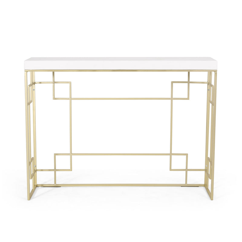 Modern Glam Console Table With Geometric Design - Gold