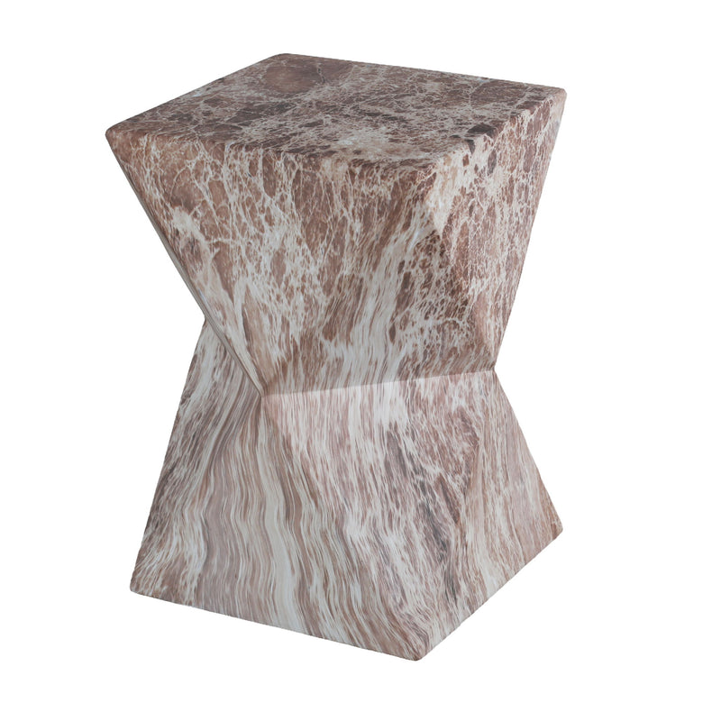 Round Outdoor Geometric End Table - Marble