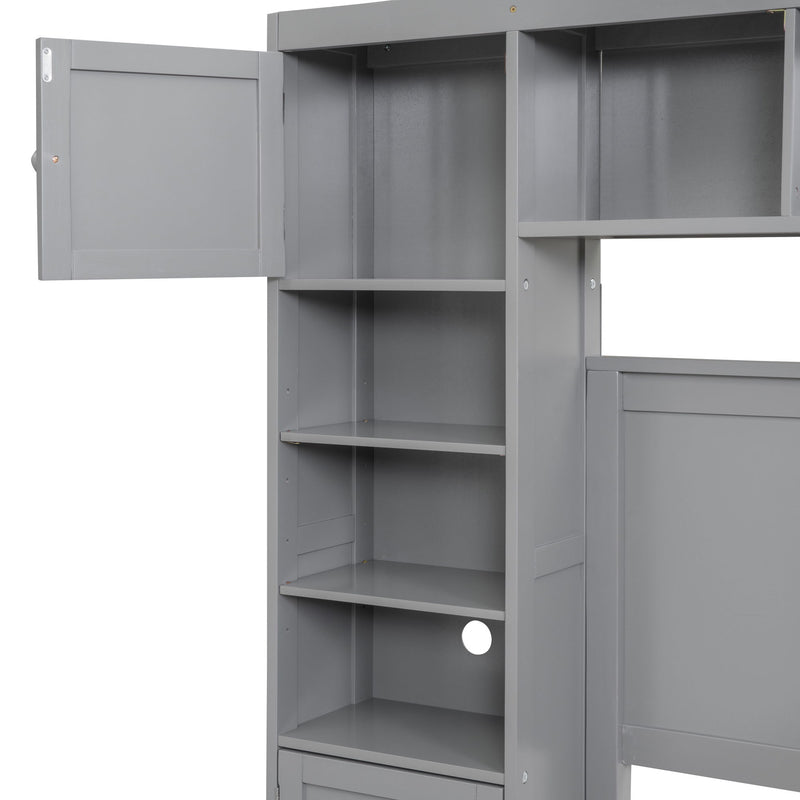 Bed With All In One Cabinet And Shelf