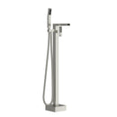 Freestanding Bathtub Faucet Waterfall Tub Filler Floor Mount Solid Brass With Hand Shower - Brushed Nickel