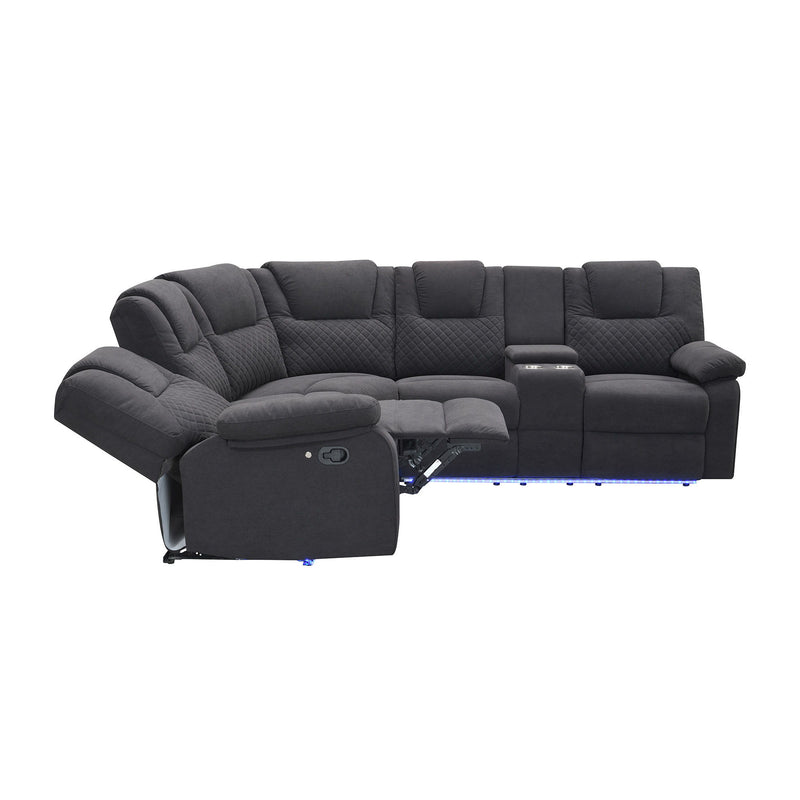 Home Theater Seating Modern Manual Recliner Sofa Chairs With Storage Box And Two Cup Holders For Living Room - Black Gray