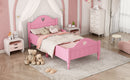 Girl's Love Princess Bed Macaron Twin Size Toddler Bed with Side Safety Rails and Headboard and Footboard , Light Pink
