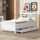 Platform Bed With Storage Headboard, USB, Trundle And 3 Drawers