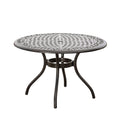 Tranquilius - Outdoor Round Dining Table With Lattice Tabletop, Umbrella Hole And Curved Legs