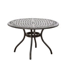 Tranquilius - Outdoor Round Dining Table With Lattice Tabletop, Umbrella Hole And Curved Legs