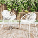 Stackable Outdoor Chairs With Breathable Plastic Backrest (Set of 2)