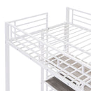 Metal Loft Bed With Desk, 3 Shelves And Ladder