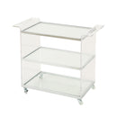 Elegant Acrylic Bar Cart With Tempered Glass Shelves And Rattan Metal Frame - Clear