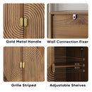 Buffet Cabinet With Line Groove Design, Sideboard Buffet Cabinet With Storage, Multifunctional Accent Cabinet For Living Room, Entryway, Hallway, Office, Kitchen - Brown