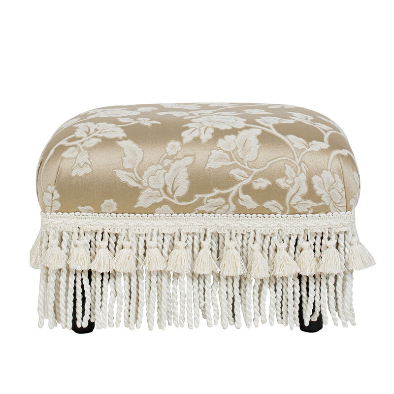 Fiona - Accent Footstool Ottoman - Champagne Beige Floral