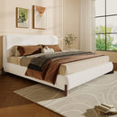 Queen Size Elegant Terry Upholstered Bed - White
