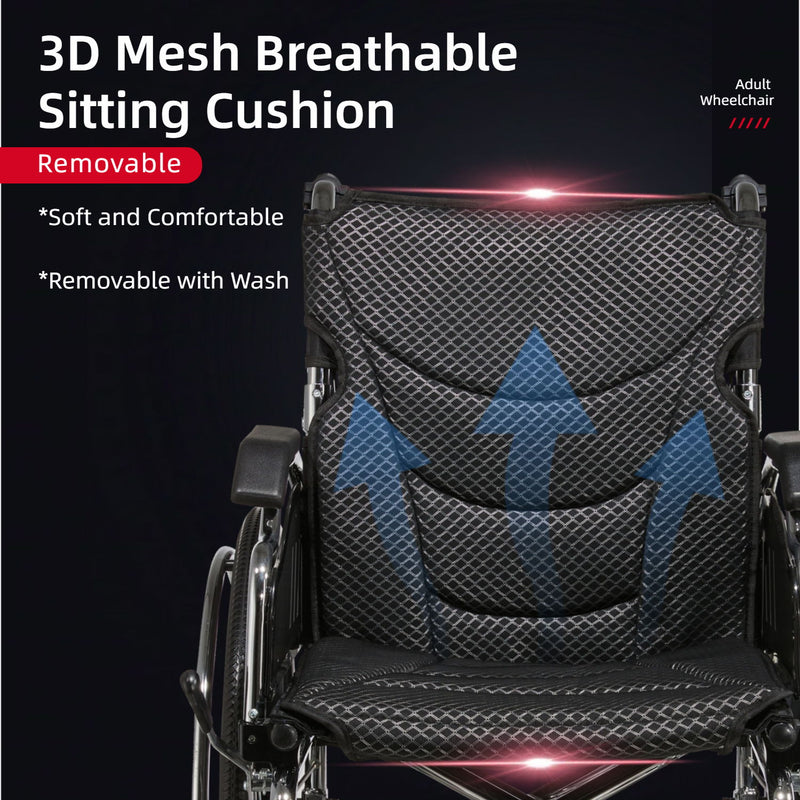 Heavy-Duty Manual Wheelchair For Adults With Double X Force Support