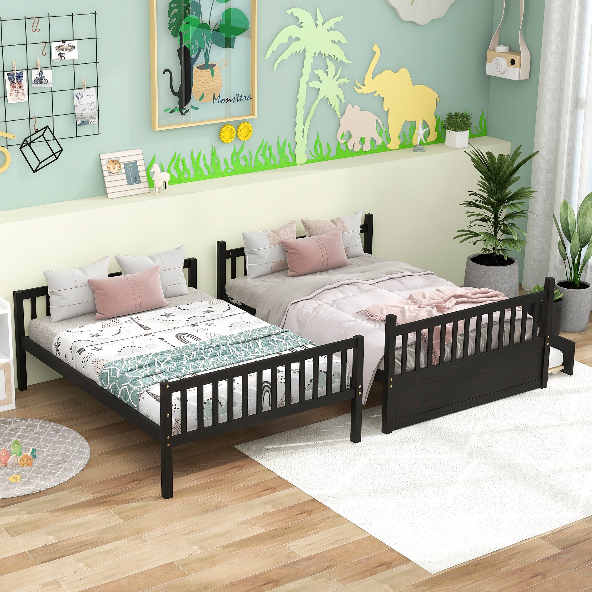 Full Over Full Bunk Bed with Trundle,Espresso - Atlantic Fine Furniture Melbourne FL