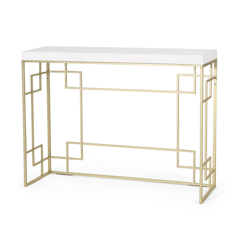 Modern Glam Console Table With Geometric Design - Gold