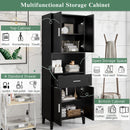 Freestanding Tall Bathroom Cabinet With Soft Close Doors And Adjustable Shelves