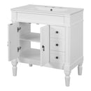 Bathroom Vanity With Ceramic Sink, 2 Doors 3 Drawers, Soft Close Design