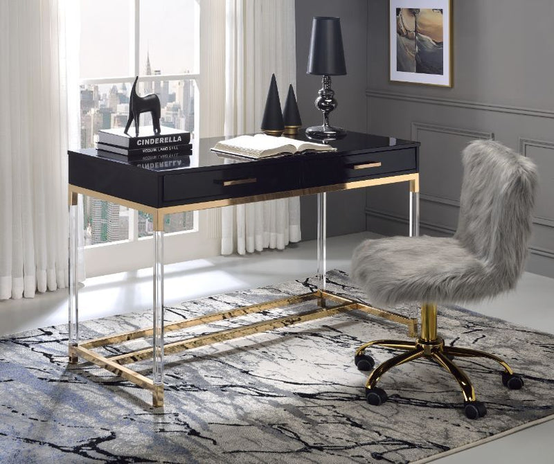 Adiel - Desk - Black & Gold Finish