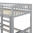 Twin Over Twin Classic Bunk Bed With Slide And Ladder - Gray