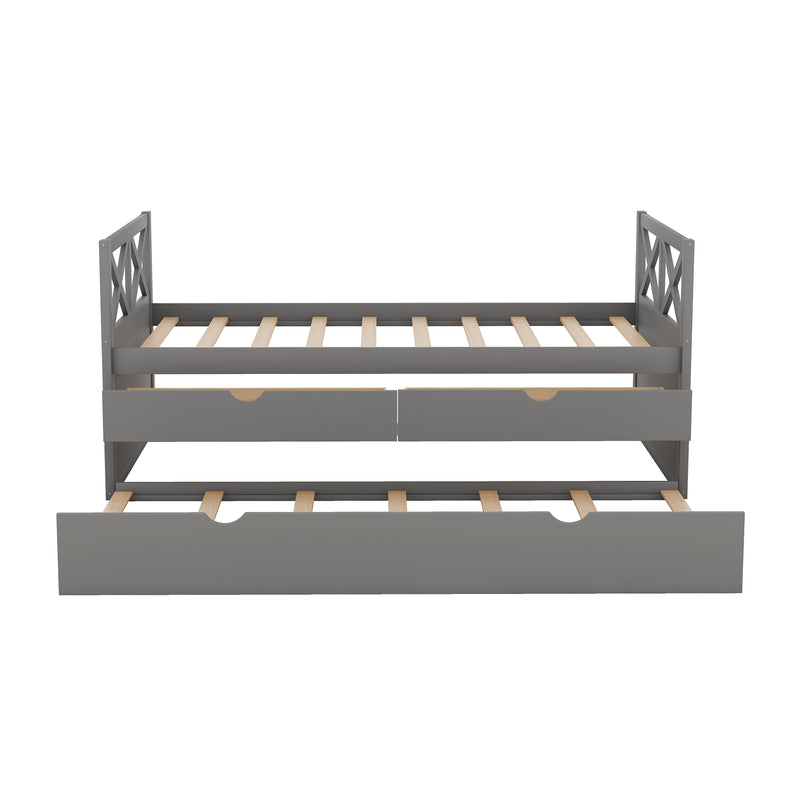 Multi-Functional Daybed with Drawers and Trundle, Gray