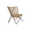 Wicker Chair With Geometric Cross Base, (Set of 2) - Light Brown