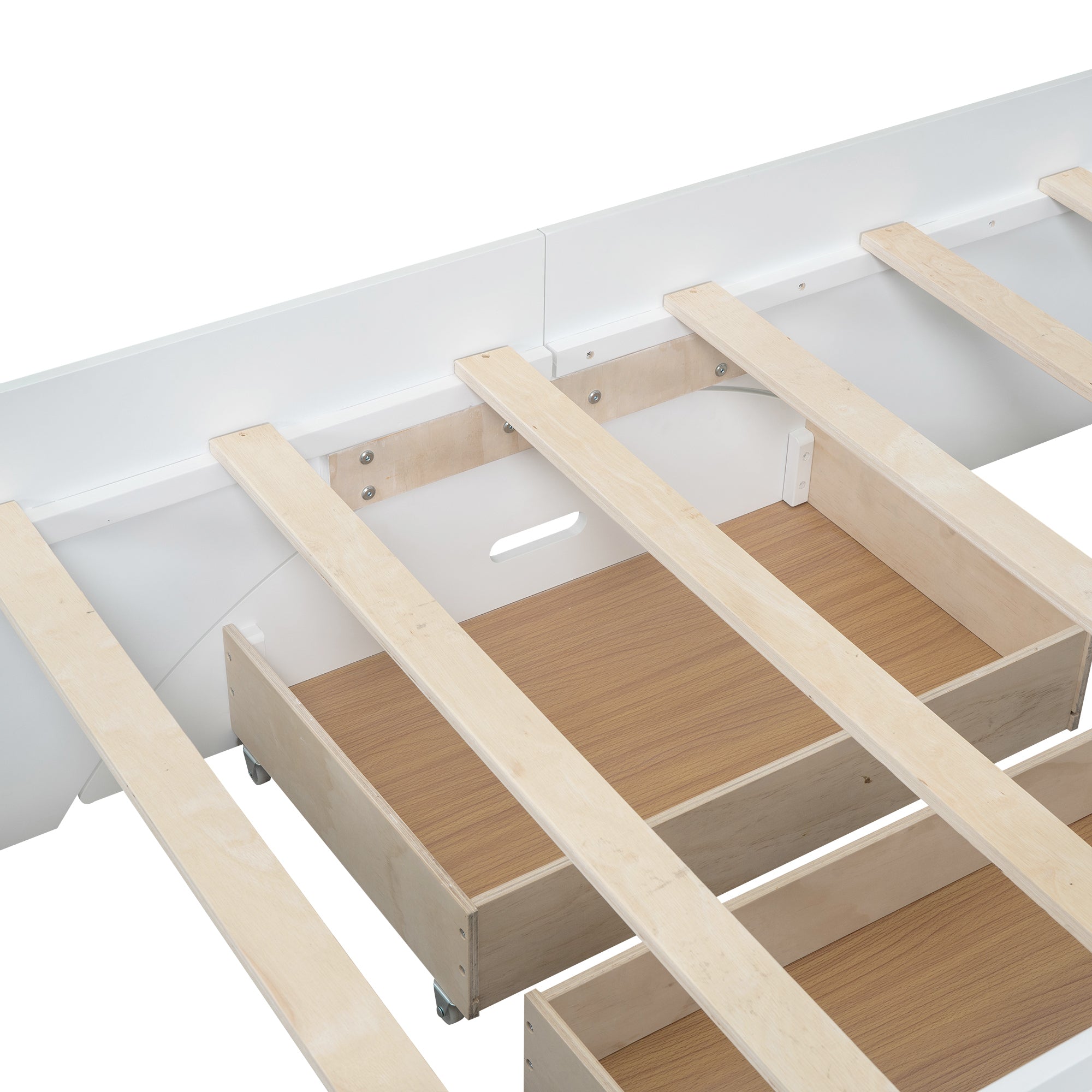 Wood Twin Size Platform Bed with 2 Drawers, Storage  Headboard and Footboard, White - Atlantic Fine Furniture Melbourne FL
