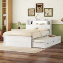 LED Platform Bed With Trundle With Storage Headboard With Drawers