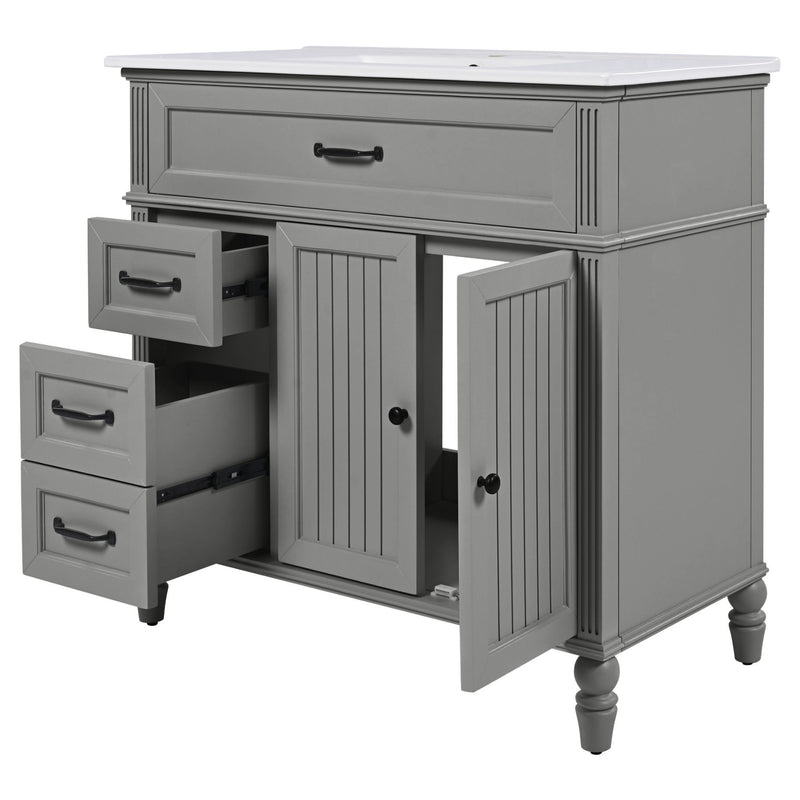 Bathroom Vanity With Sink, Freestanding Cabinet & Drawers