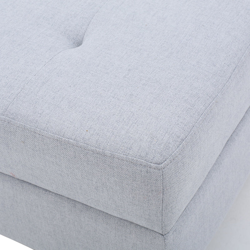 Contemporary Ottoman Footstool With Tufted Upholstery - Light Gray