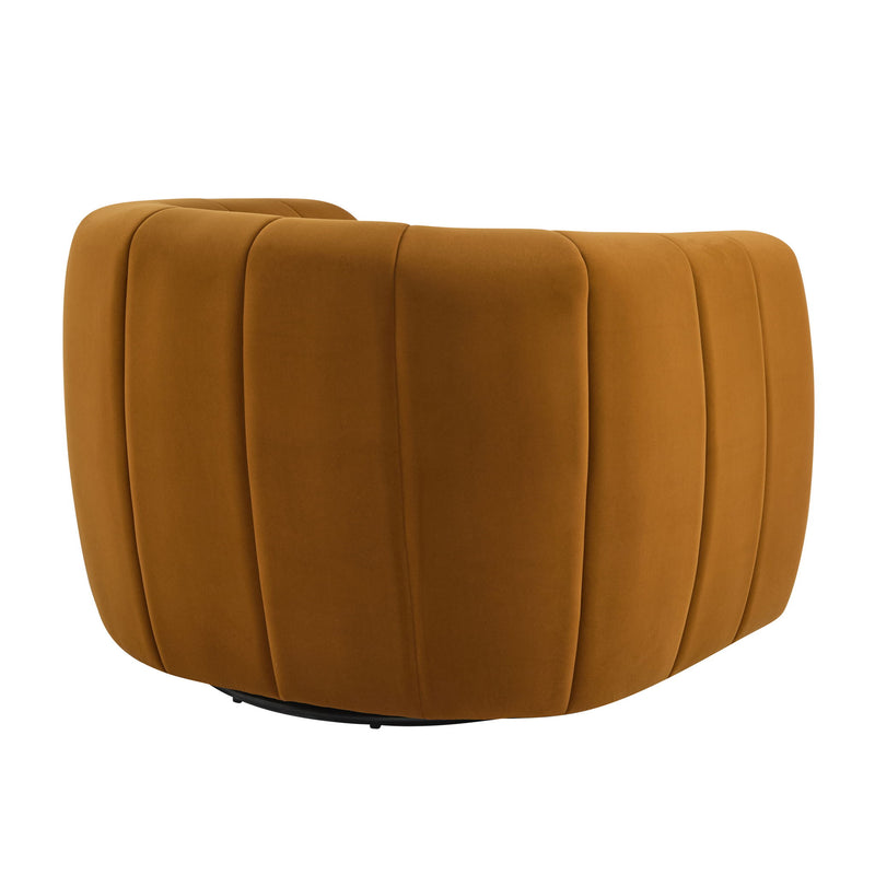 Serenizia - Upholstered Velvet Swivel Chair With Channel Tufted