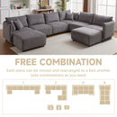 Modern Minimalist Corduroy Combination Sofa With 2 Comfort Cushions With USB & C Charging Ports