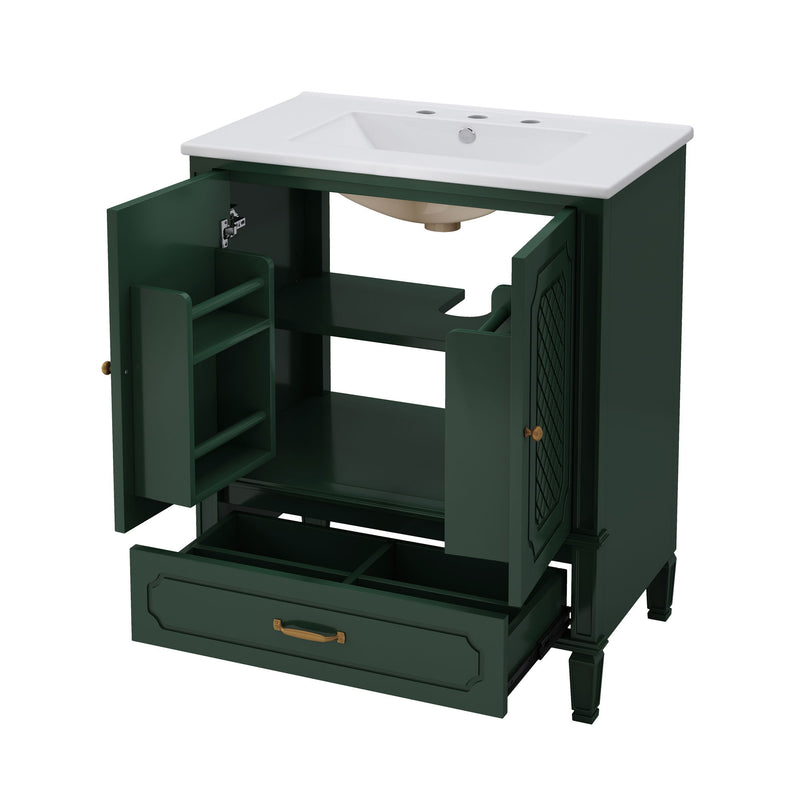 Vintage Style Bathroom Vanity With Sink, Multi Functional Storage, Soft-Closing Door