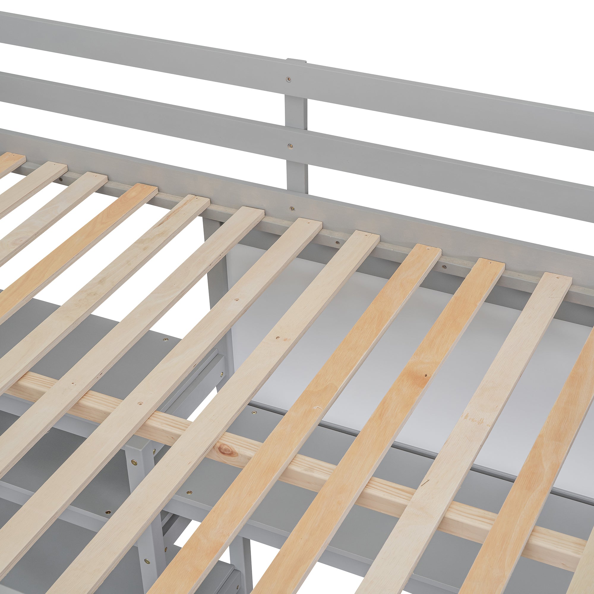 Full Size Wooden Loft Bed with Shelves, Desk and Writing Board - Gray - Atlantic Fine Furniture Melbourne FL