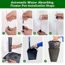 Elegant Square Planter With Automatic Watering System, Faux Rattan Design, Polypropylene (Set of 2) - Black