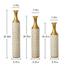 Floor Metal Vase Modern Style Decoration Home Metal Vase (Set of 3) Gorgeous Home Decoration Large Glazed Metal Vases - Gold / White