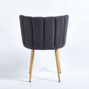 Modern Dining Chair (Set of 2) With Iron Tube Wood Color Legs, Shorthair Cushions And Comfortable Backrest, Suitable For Dining Room, Living Room, Cafe, Simple Structure