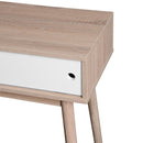 Rustic Entryway Console Table With Sliding White Doors And Wood Legs - Natural