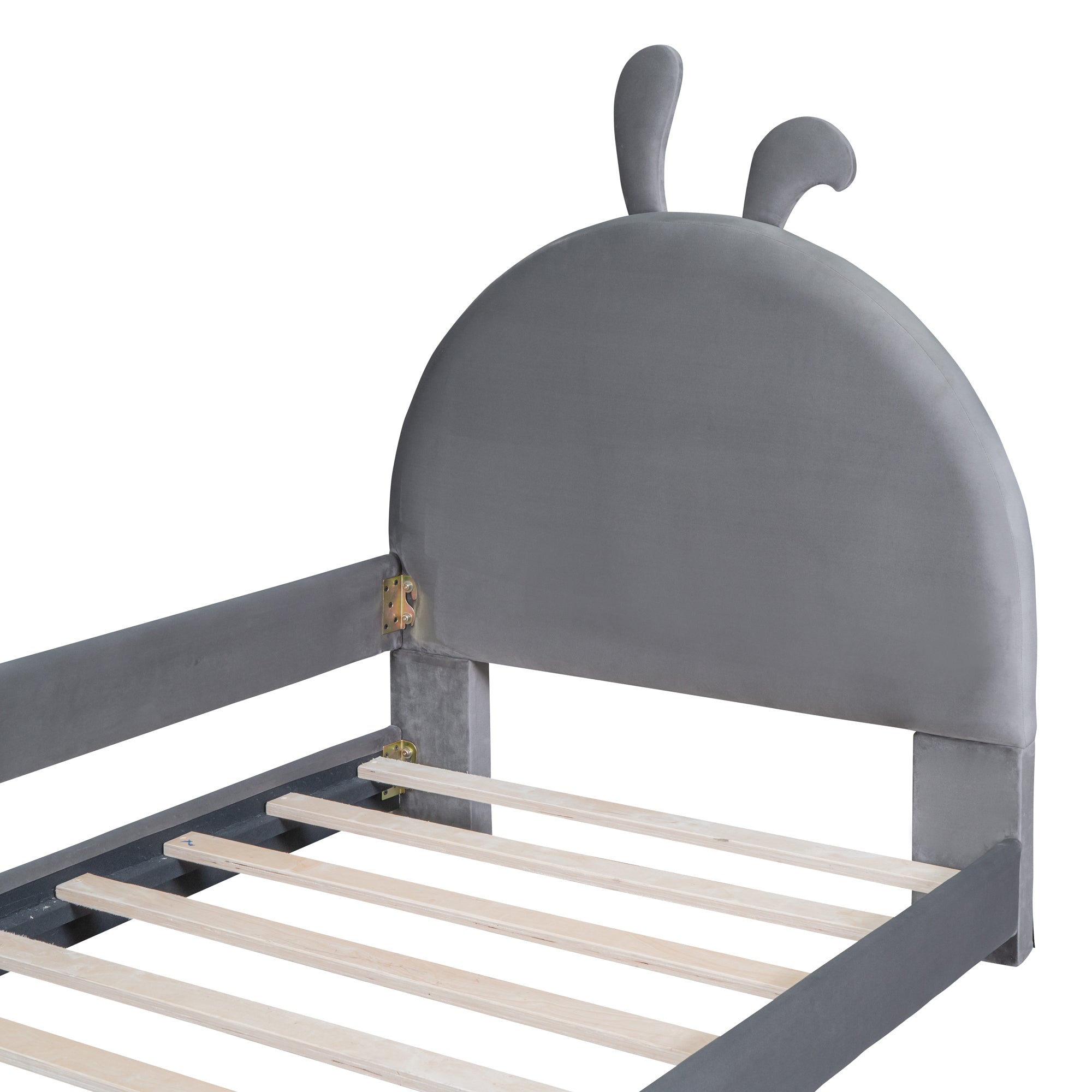 Twin Size Upholstered Daybed with Rabbit Ear Shaped Headboard, Gray - Atlantic Fine Furniture Melbourne FL