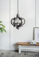 Farmhouse Chandelier, 6 Light Wood Chandelier Pendant Light Fixture With Adjustable Chain For Dining Room Living Room Entryway, Bulb Not Included