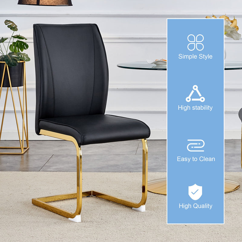Luxurious And Minimalist Chair Covers, 2 High Elasticity Dining Chairs Arched Legs - Black / Gold