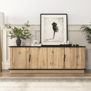 Grain 4 Door TV Cabinet, An Ideal Choice For TV And Item Storage In Modern Homes, A Perfect Blend Of Nordic And Modern Minimalist Styles - Black