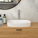 Modern Semi Recessed Ceramic Bathroom Sink With Vessel Design - White