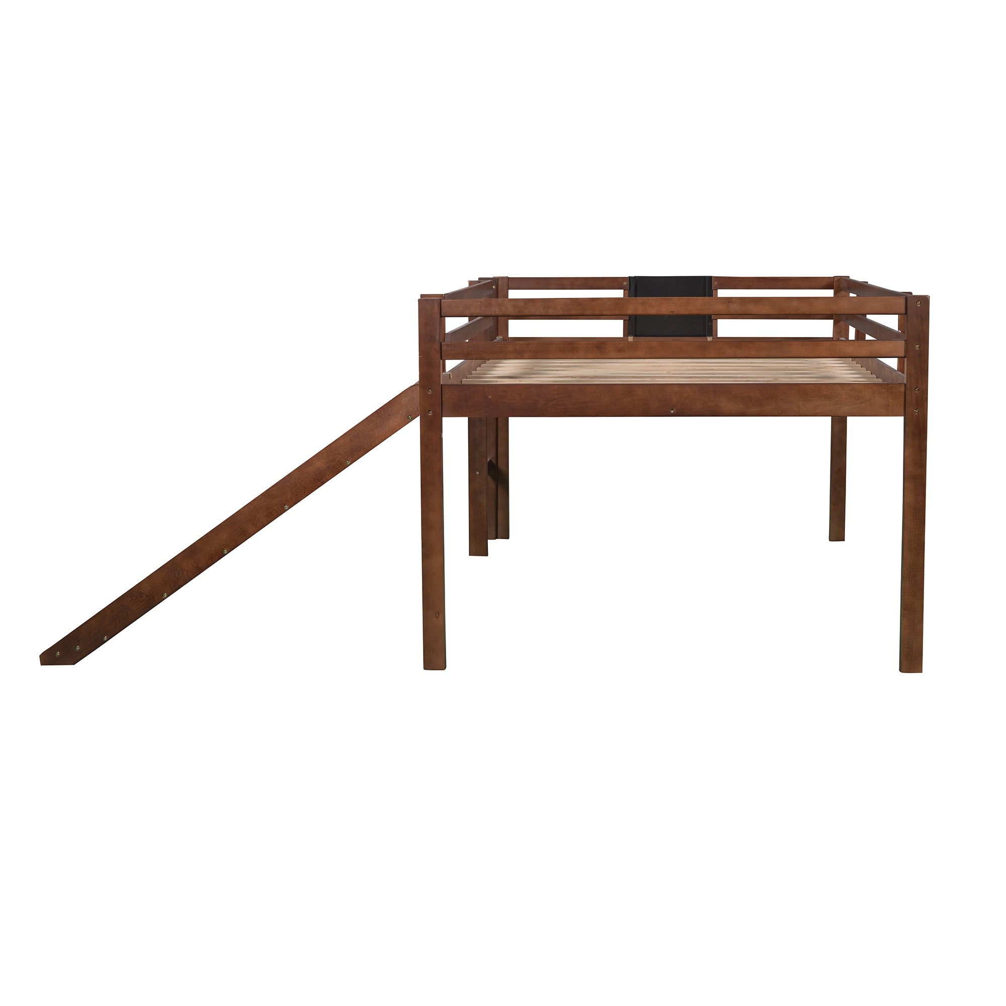 Full size Loft Bed Wood Bed with Slide, Stair and Chalkboard,Walnut(Old SKU:WF282116AAL) - Atlantic Fine Furniture Melbourne FL