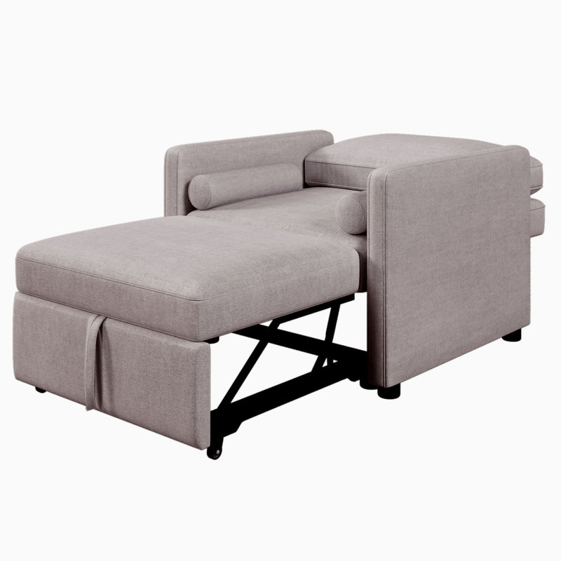3 In 1 Convertible Sleeper Chair With Adjustable Backrest, Lounger Chair Turns Into Bed