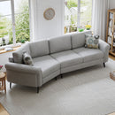 Upholstered 3 Seater Curved Sofa With Printed Pillows Chenille