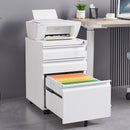 Contemporary Black 3 Drawer Mobile Filing Cabinet With Lock, Metal Office Storage For Legal / Letter Size