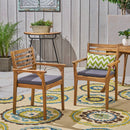 Outdoor Dining Chair With Slat Back And Acacia Wood Frame (Set of 2) - Gray / Teak